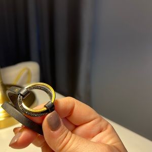 Micheal Kors black leather bracelet w black crystals